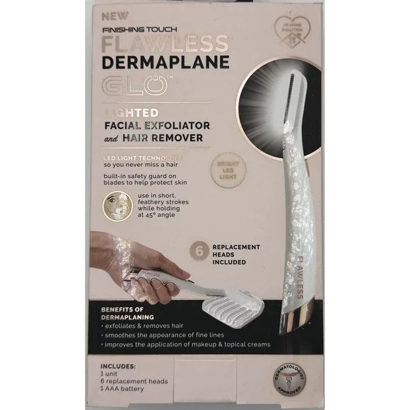 Finishing Touch Flawless Dermaplane Glo Lighted Facial Exfoliator Hair Remover - Picture 2 of 7